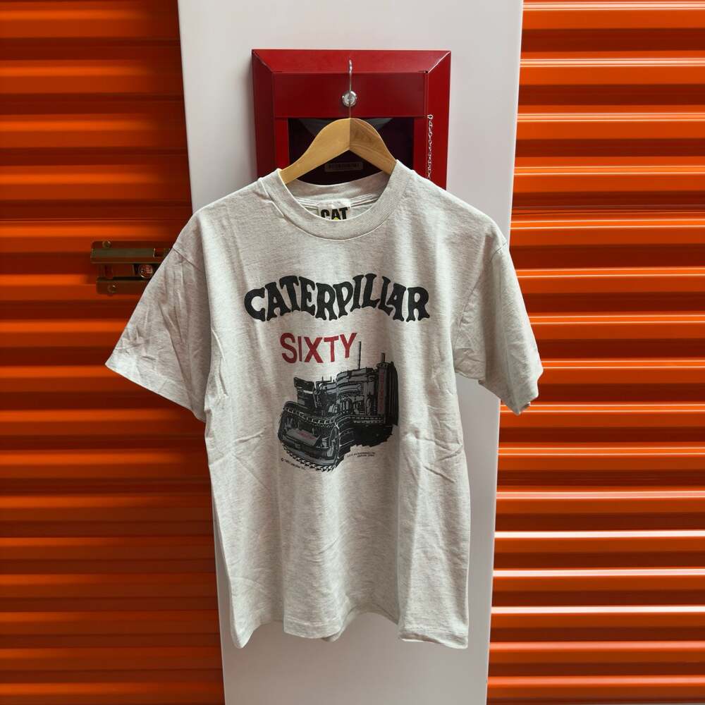 Vintage 1993 Caterpillar Sixty Tractor Graphic T-Shirt Gray Size L